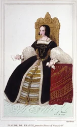 Retrato de Claude de Francia (1499 - 1524) esposa de Francisco I, Rey de Francia. Grabado de 1830