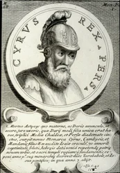 Retrato de Ciro II (ca. 559-529 a. C.), llamado Ciro el Grande, fundador del Imperio persa. Grabado del siglo XVIII. Colección privada