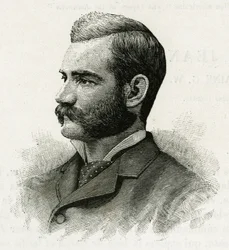 Retrato de Danenhower, segundo teniente de la tripulación de La Jeannette, para la misión norte. Grabado para ilustrar "El viaje de La Jeannette"