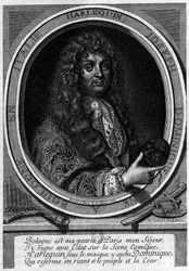 Retrato de Dominique (Domenico Giuseppe) Biancolelli (1640-1688) actor, creó el personaje de Arlequín (Arlecchino) que interpretó. Formó parte de la compañía que Mazarin llevó a París en 1660 a la Comédie-Italienne.