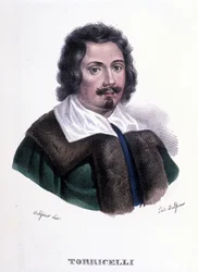 Retrato de Evangelista Torricelli o Toricelli (1608 - 1647), físico italiano