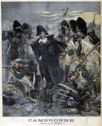 Retrato del General Cambronne (1770 - 1842) durante una batalla. Ilustración de "Petity Journal" en 1891.