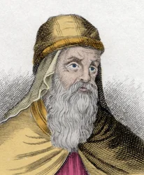 Retrato de Gregorio Nacianceno (Naziance), conocido como el Joven o Gregorio el Teólogo (329-390), teólogo y doctor de la Iglesia. Grabado del siglo XIX.
