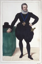 Retrato de Enrique IV (1553-1610), Rey de Francia. Grabado de 1830