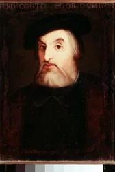 Retrato de Hernán Cortés (1485-1547), conquistador español de México. Pintura anónima. Madrid, Biblioteca Nacional.