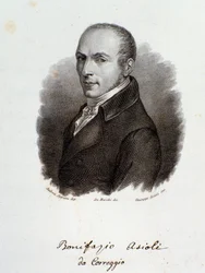 Retrato del compositor italiano Bonifazio Asioli. Grabado. Siglo XIX