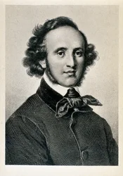 Retrato de Jakob Ludwig Felix Mendelssohn Bartholdy (1809-1847), director y compositor alemán. Litografía del siglo XIX Biblioteca del Conservatorio Giuseppe Verdi, Milán
