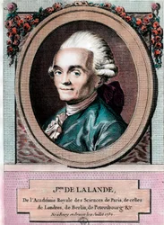 Retrato de Jean Jerome Lefrancois de Lallande (1732 - 1807), astrónomo francés. Grabado del siglo XVIII. Colección privada.