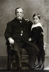 Retrato de Louis Pasteur (1822 - 1895) y su nieto Louis Pasteur Vallery-Radot en 1893