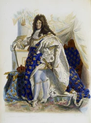 Retrato de Luis XIV (1638-1715) en "Le Plutarque français" de Mennechet