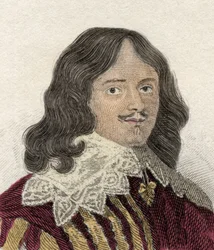 Retrato de Lucius Cary, 2do Vizconde de Falkland, político, militar y escritor inglés. Grabado del siglo XIX