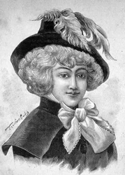 Retrato de Mademoiselle de Fontenay o Teresa (Theresa o Terezia) Cabarrus, llamada Madame Tallien (Talien), Princesa de Caraman Chimay (1773 - 1835) - en “Los Contemporáneos”, n.d. finales del siglo XIX.