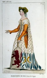 Retrato de Marguerite de Bar, Dama de Ligny (c. 1223 - 1275), grabado de 1830.