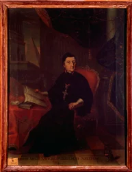 Retrato de Martin Gerbert von Hornau (1720-1793) teólogo alemán, historiador y escritor sobre música. Pintura anónima. Siglo XVIII. Bolonia, Civico museo bibliografico musicale