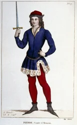 Retrato de Pierre, Conde de Alençon (1251 - 1284), Grabado de 1830
