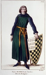 Retrato de Pierre de Dreux, llamado Mauclerc, duque en 1213. Grabado de 1830