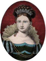 Retrato de la princesa Luisa de Sajonia-Gotha-Altenburg (Sajonia Gotha Altenburg) (1800-1831). Grabado del siglo XIX