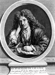 Retrato de Richard Delalande, superintendente de la Música del Rey; n. 15 Dic. 1657 en París; m. 18 Ene. 1726.