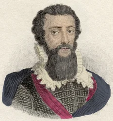 Retrato de Robert Devereux, Conde de Essex (1566-1601) general inglés, favorito de Isabel I. Grabado del siglo XIX.