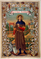 Retrato de San Fiacre (jardinero, ermita cerca de Meaux), libro s.d. siglo XIX