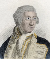 Retrato de Sir Charles Saunders (ca. 1715-1775), almirante inglés en la Marina Real Británica y Primer Lord del Almirantazgo. Grabado del siglo XIX.