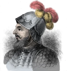 Retrato de Vasco Núñez de Balboa, conquistador español (1475-1517) - Grabado del siglo XIX