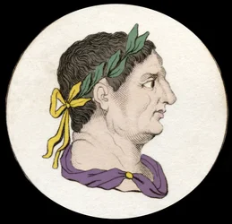 Retrato de Vitelio (15-69), emperador romano. Grabado del siglo XIX