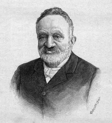 Retrato de Wilfrid de Fonvielle 1824-1914 periodista y aeronauta francés - grabado de 1893