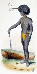 Retrato de un papúa, pueblo de Nueva Guinea.