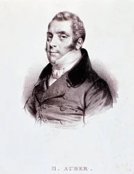 Retrato del compositor inglés Daniel Francois Esprit Auber (1782-1871). Grabado. Siglo XIX. Milán, biblioteca del conservatorio