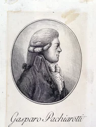 Retrato del castrato italiano Gasparo Pacchierotti (Pacchiarotti) (1740 - 1821). Grabado del siglo XIX.