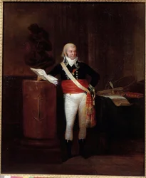 Retrato del ciudadano Emmery, alcalde de Dunkerque distinguido por Napoleón Bonaparte, sostiene el busto de Jean Bart