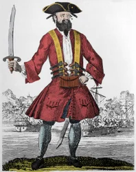Retrato del pirata Edward Teach, conocido como Barbanegra