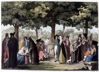 Paseo de la explanada en Barcelona. Litografía del siglo XIX