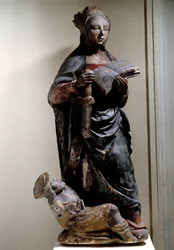 Representación de Santa Catalina de Siena. Escultura de piedra caliza policromada. Siglo XV. Compiègne, Museo Vivenel