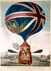 Representación de un nuevo globo por Vincenzo Lunardi el 13/05/1785