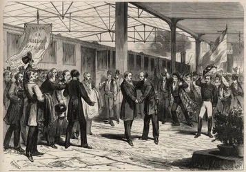 Revolución de septiembre de 1868 en España (Gloriosa): llega Salustiano Olozaga (1805-1873) a Madrid. Grabado en “L