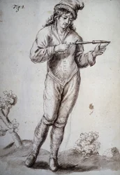 Rhabdomancia: tratado titulado "la física oculta o tratado de la vara divina y sus usos para el descubrimiento de fuentes de agua, minas..." por el Abad de Vallemont: diferentes formas de usar la vara del buscador. Manuscrito del siglo XVIII.