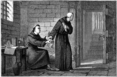 Roger Bacon en su celda de París