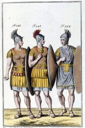 Legionarios romanos. Grabado de principios del siglo XIX