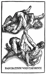 Luchadores romanos - en "Hieronymi Mercurialis de arte gymnastica"