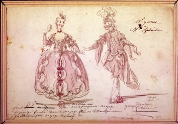 Escenografía: dibujo de trajes para la pastoral "Nais" de Jean Philippe Rameau (1683-1764) 1764.