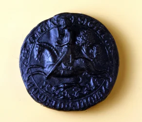Sello de Simón de Montfort IV (1150 - 1218), participó en la 5ª Cruzada en 1202 y en la contra los albigenses en 1209