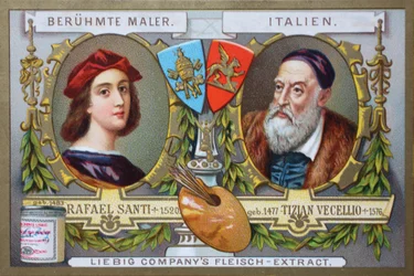 Serie de cuadros de los famosos pintores Rafael Santi y Tiziano Vecellio, Italia