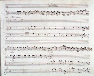 Página de partitura de «La coronación de Darío» de Giuseppe Aldrovandini (1703)