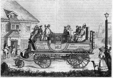 Coche de vapor de Gurney experimentado en Londres en 1827.