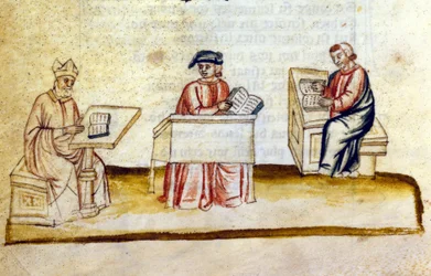 Sala de estudio en un monasterio. Siglo XIV. Biblioteca Nazionale Marciana, Venecia.