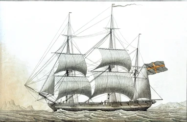 Barco mercante sueco (impresión del siglo XVIII)