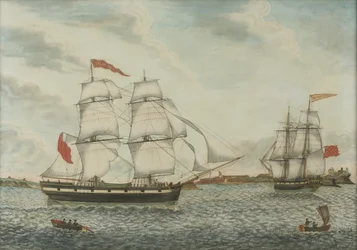 T.G. William Broderick en la desembocadura del Tyne (acuarela y tinta sobre papel)