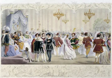 El baile en la corte - en “Caballero de Inglaterra” por J. Whatman, ed. T. M